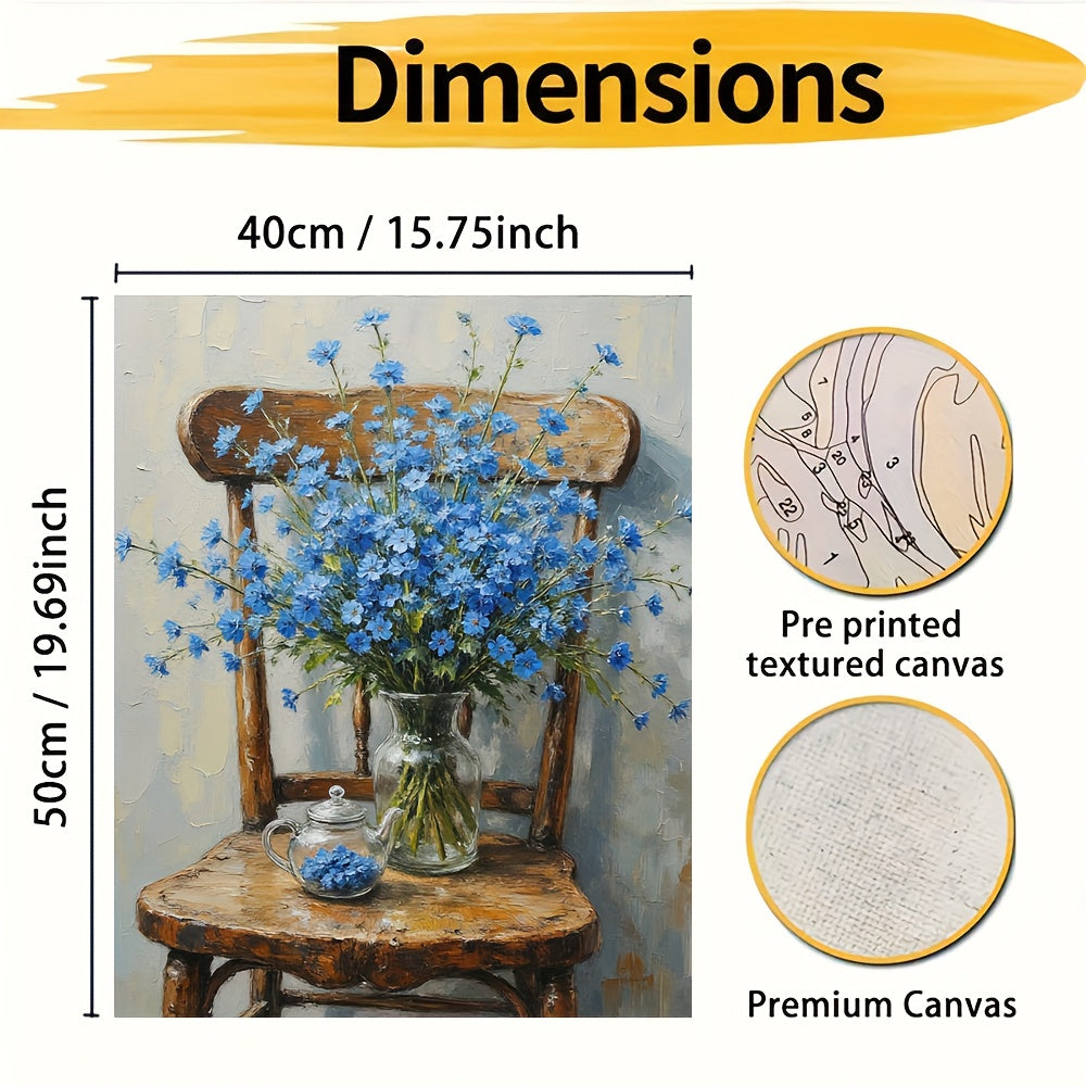 Blue Floral Still Life Paint By Numbers Kit With Vase