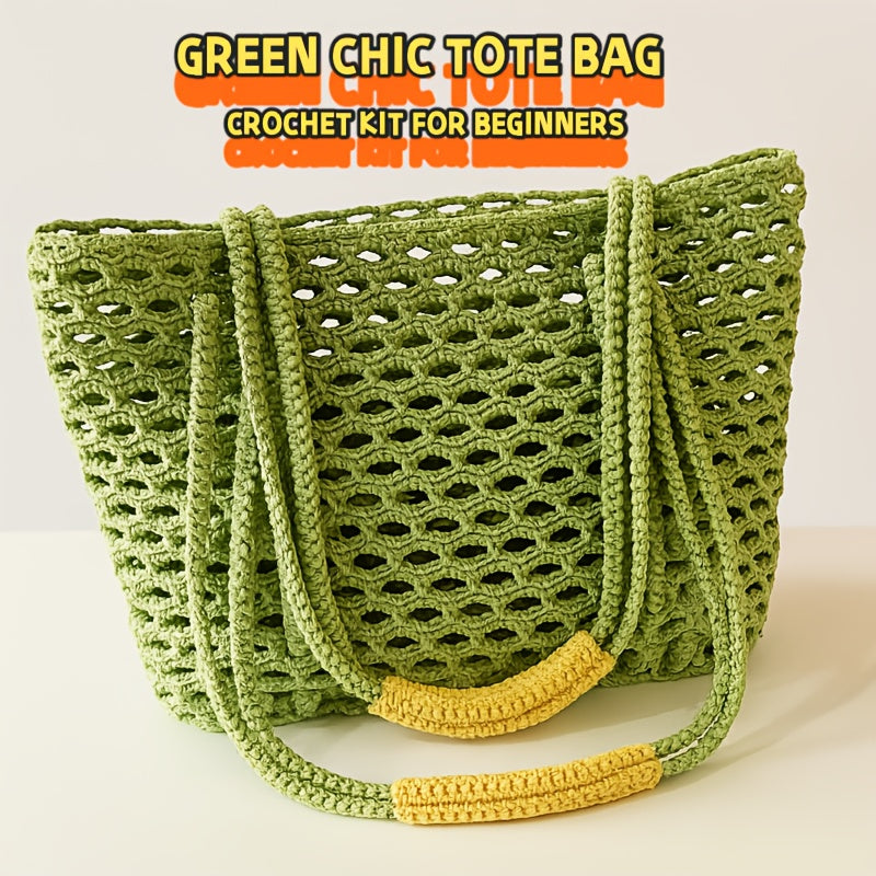 Green Chic Crochet Tote Bag Kit For Beginners DIY Gift