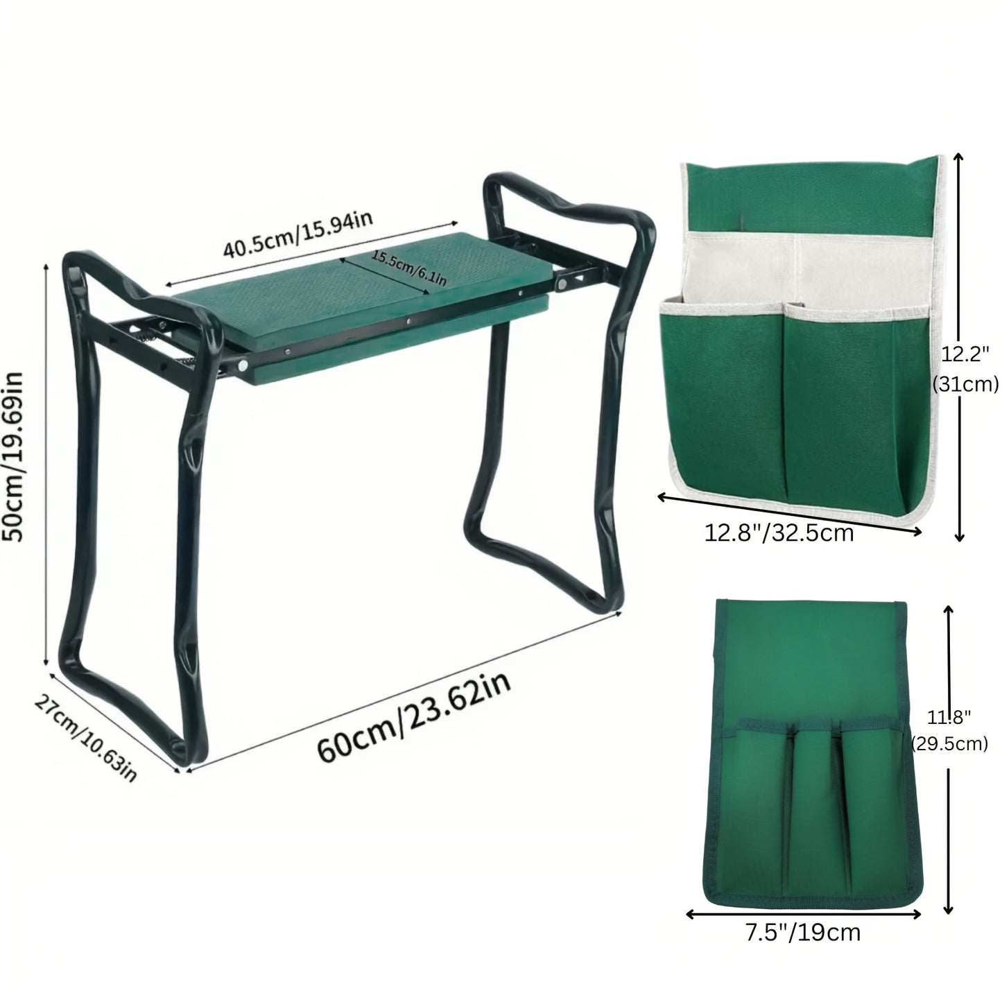 Foldable Garden Kneeling Chair With Tool Bags And Storage