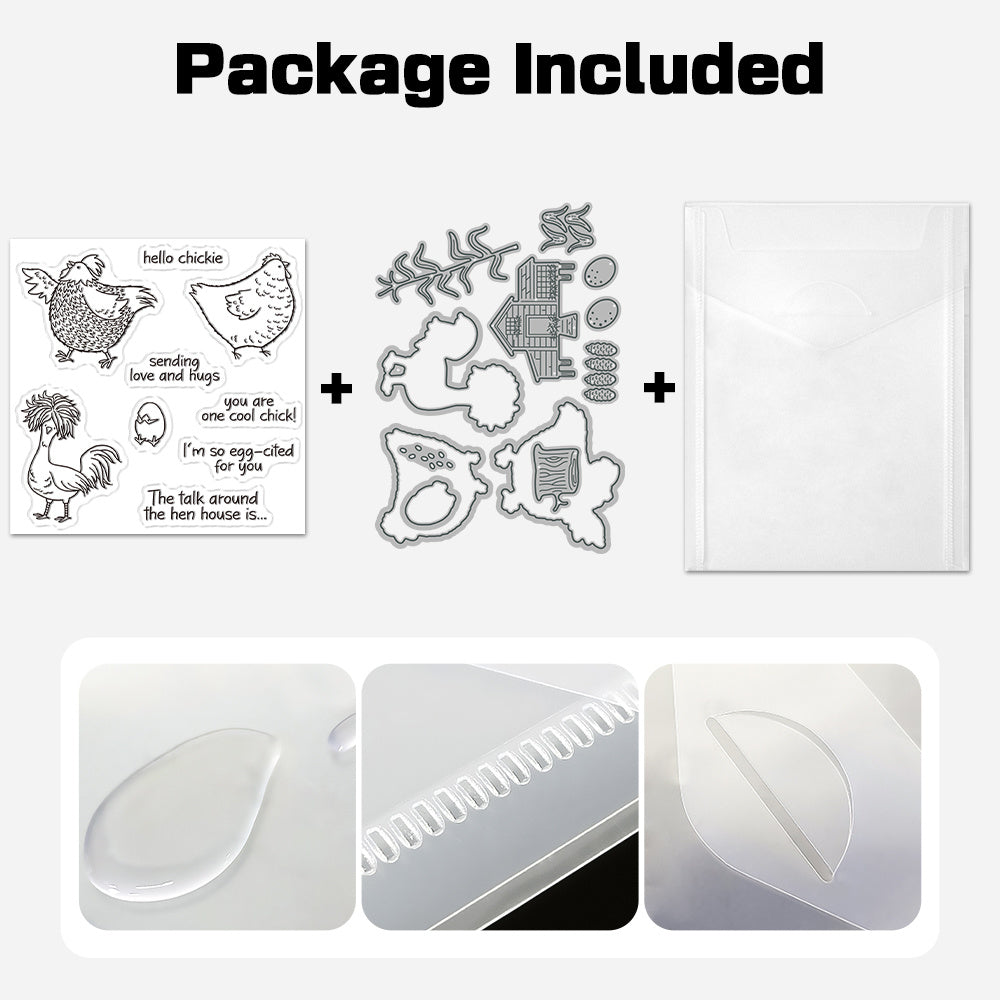 Charming Chicken Eggs Scrapbooking Kit With Stamps And Dies
