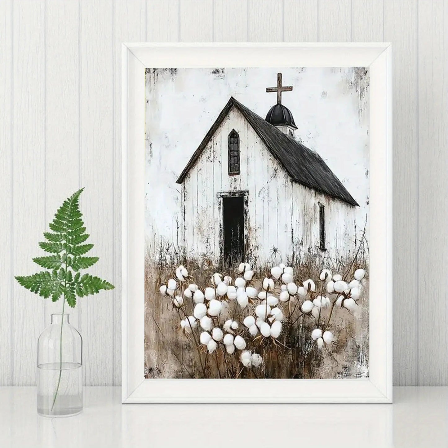 Paint By Numbers Kit Adults Rustic White Church Blossoms