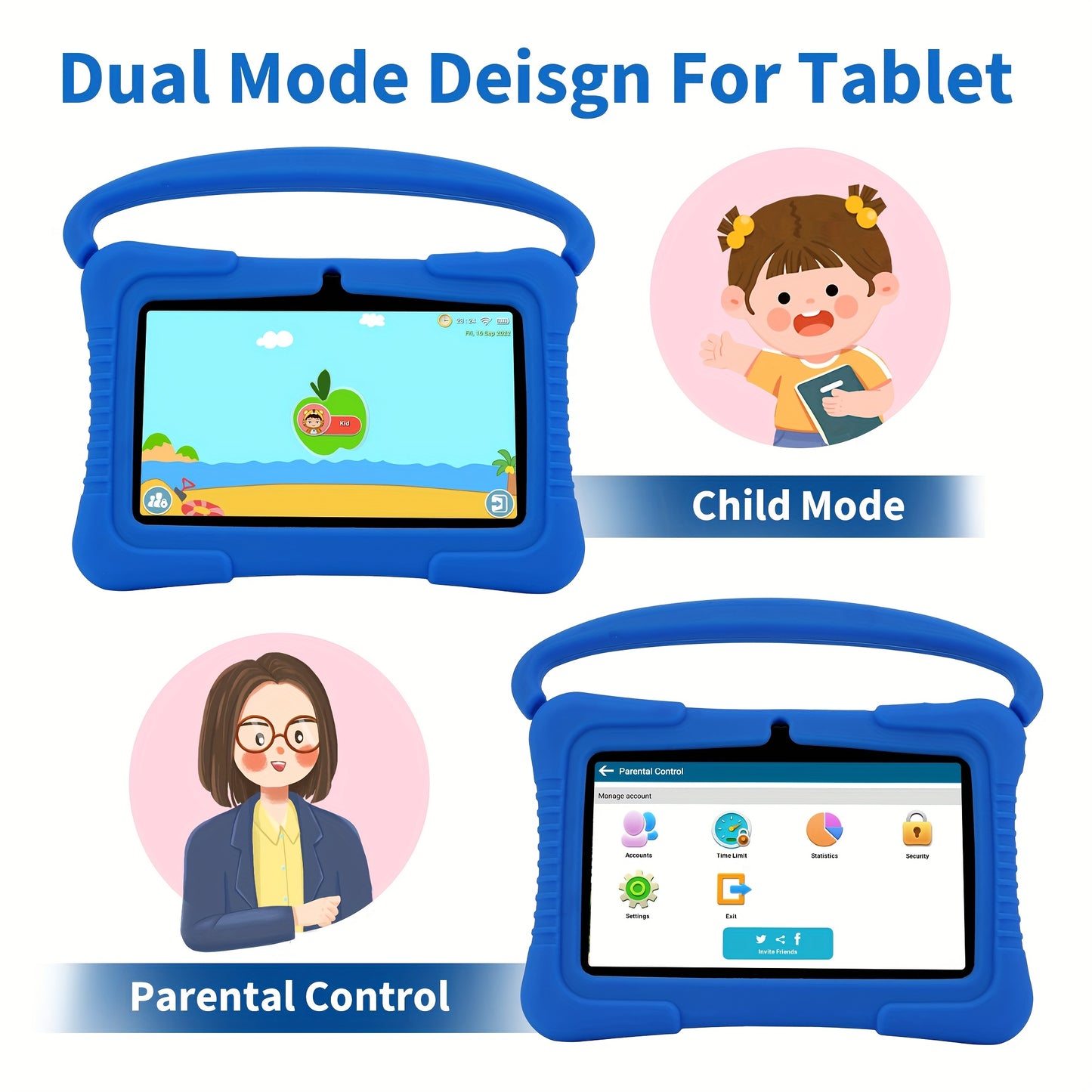 Veidoo 7 Inch Kids Tablet Android With Parental Controls