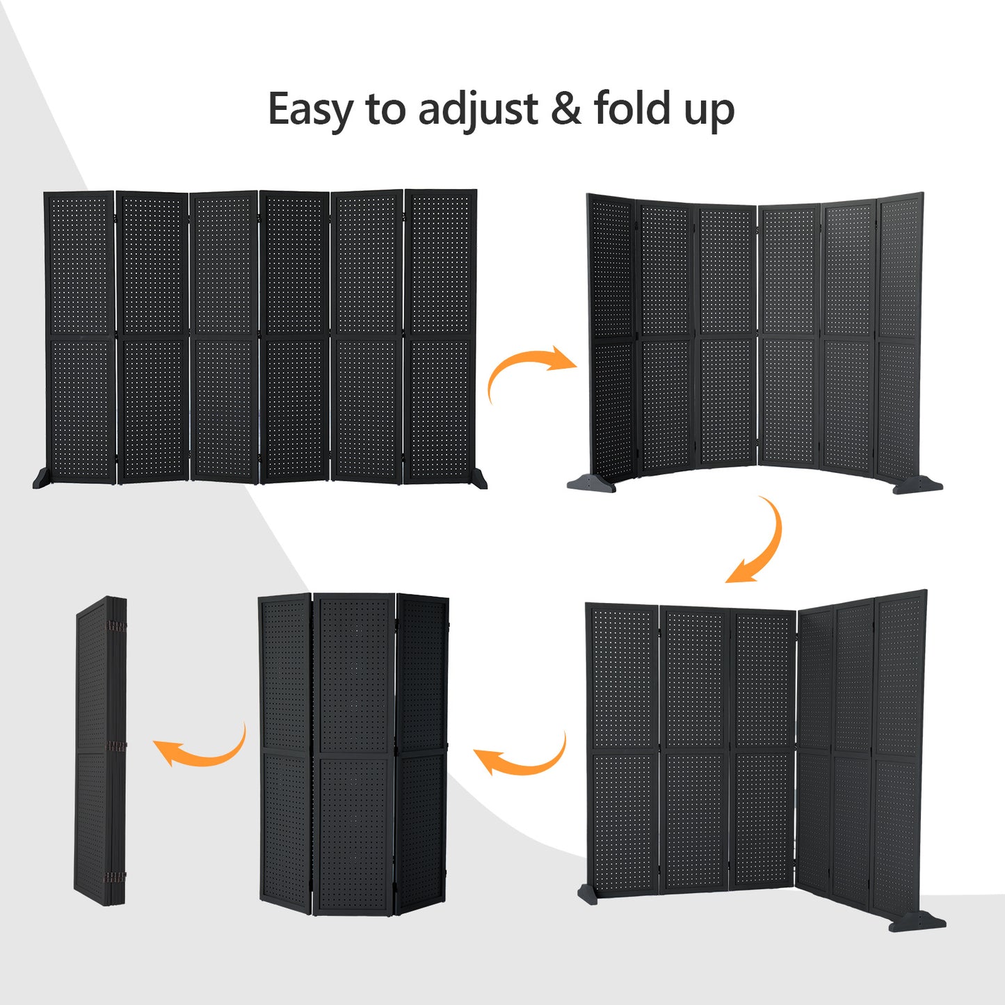 5 Ft Wood Freestanding Pegboard Room Divider Organizer