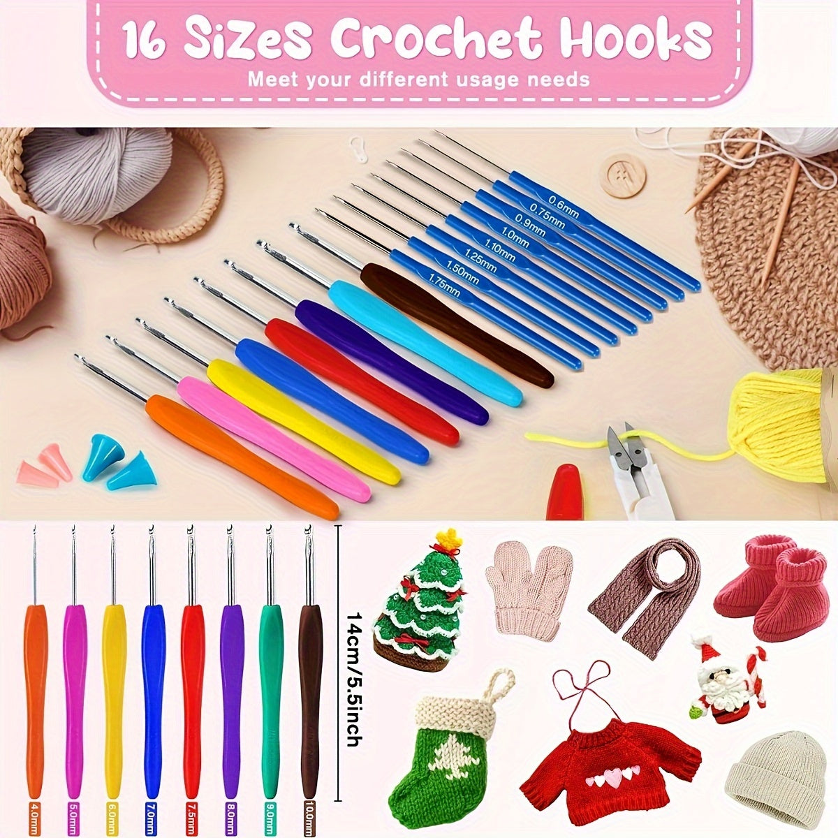 Beginner Crochet Set With Hook And Storage Bag For Adults