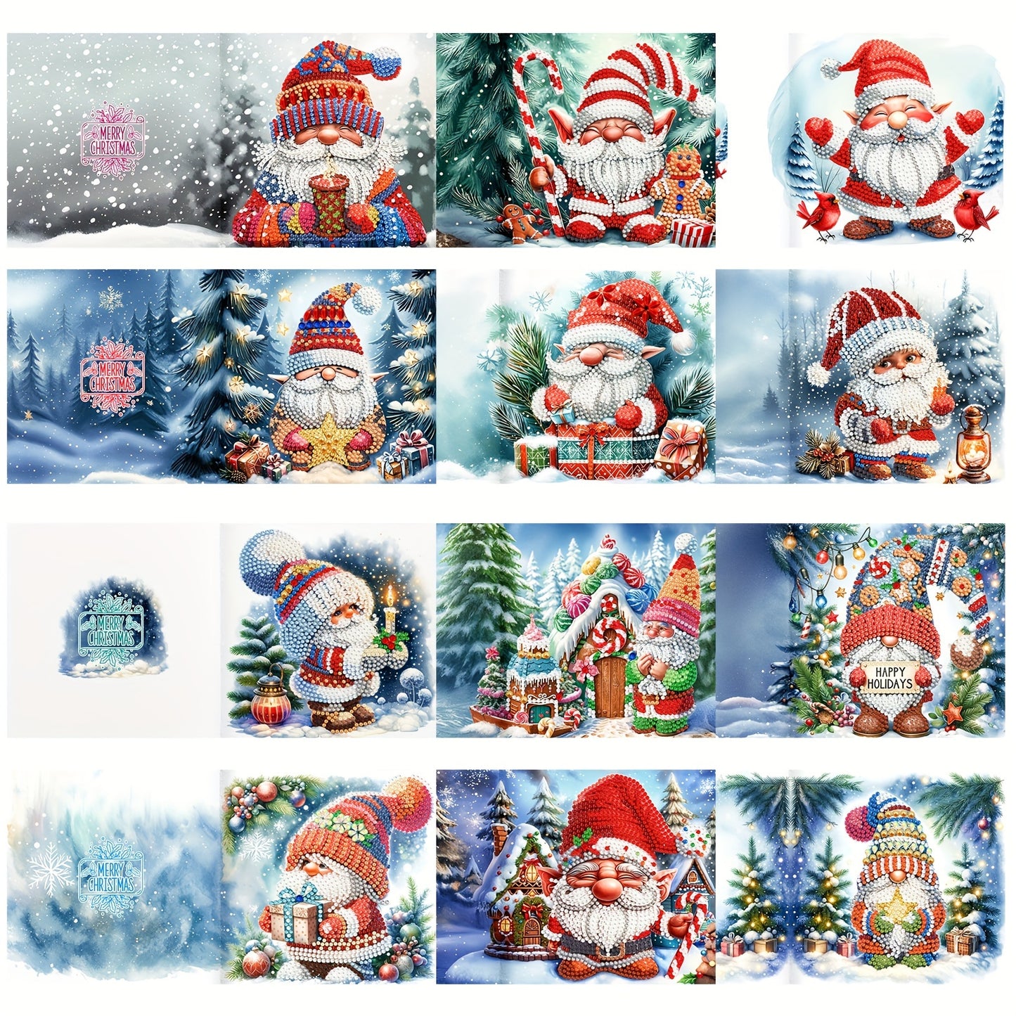 Diamond Painting Christmas Card Kit Santa And Snow Scenes