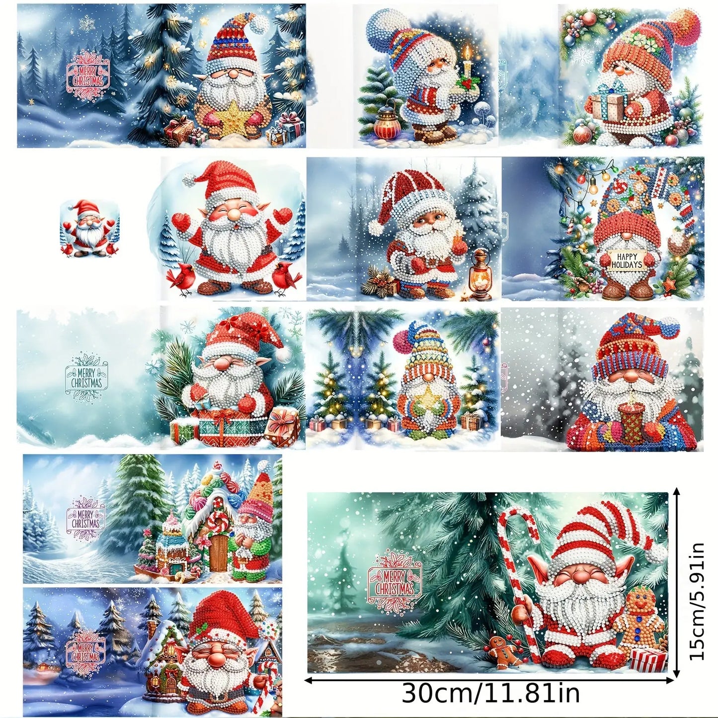 Diamond Painting Christmas Card Kit Santa And Snow Scenes