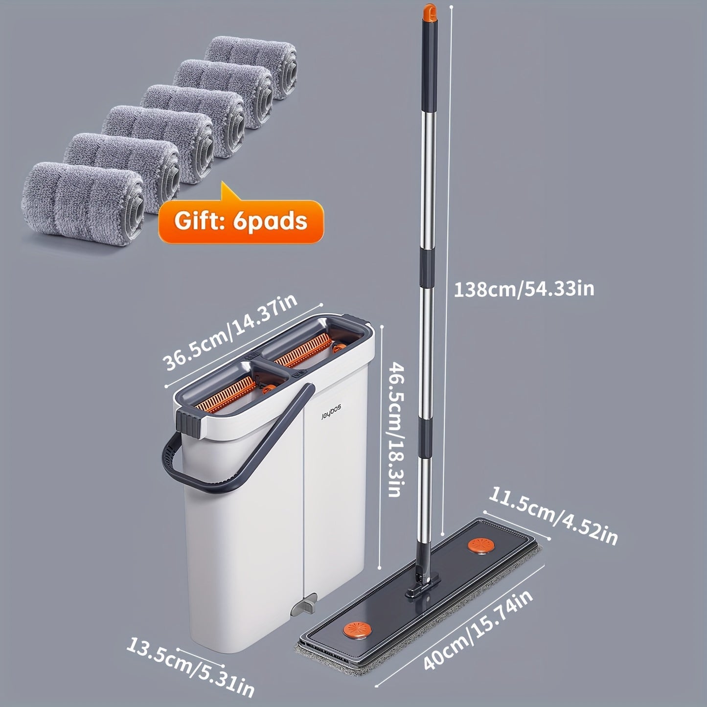 Stainless Steel Rod Mop And Bucket Set With Microfiber Pads