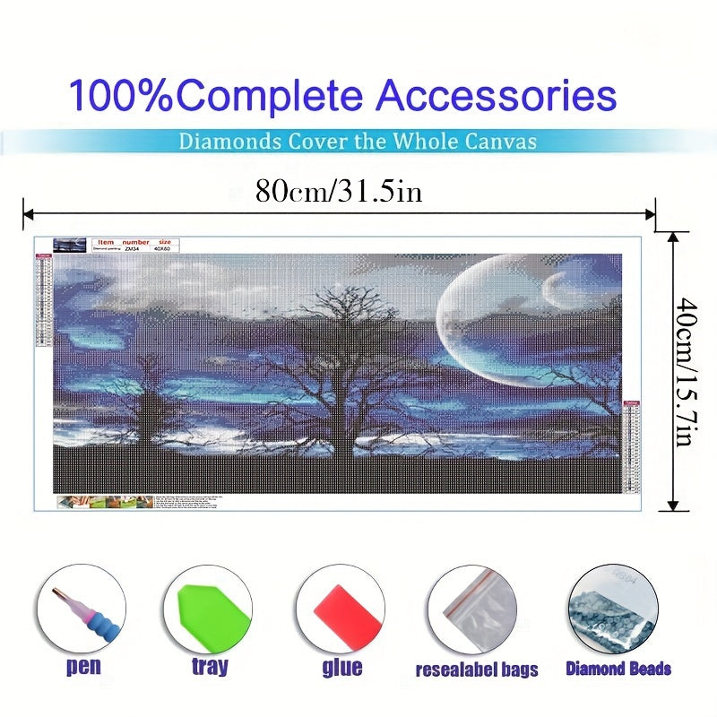 Moon Tree 5D Diamond Painting Kit Round Drill Wall Decor