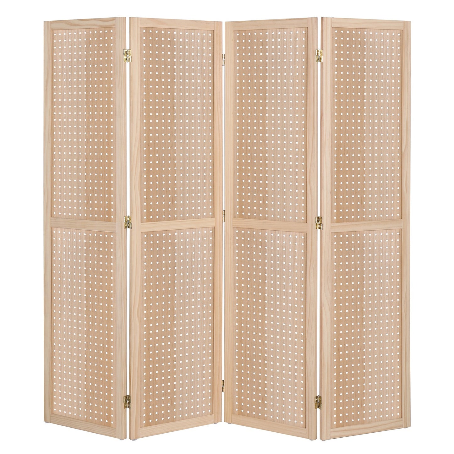 5 Ft Wood Freestanding Pegboard Room Divider Organizer