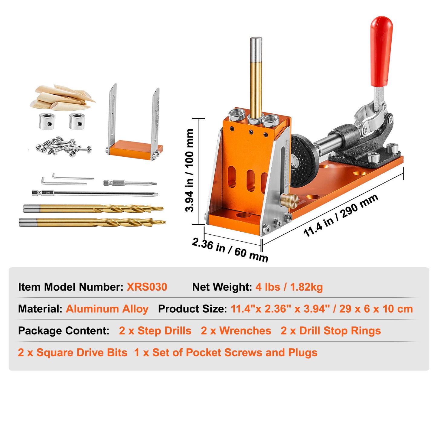VEVOR Pocket Hole Jig Kit 30 Pcs Adjustable System For DIY