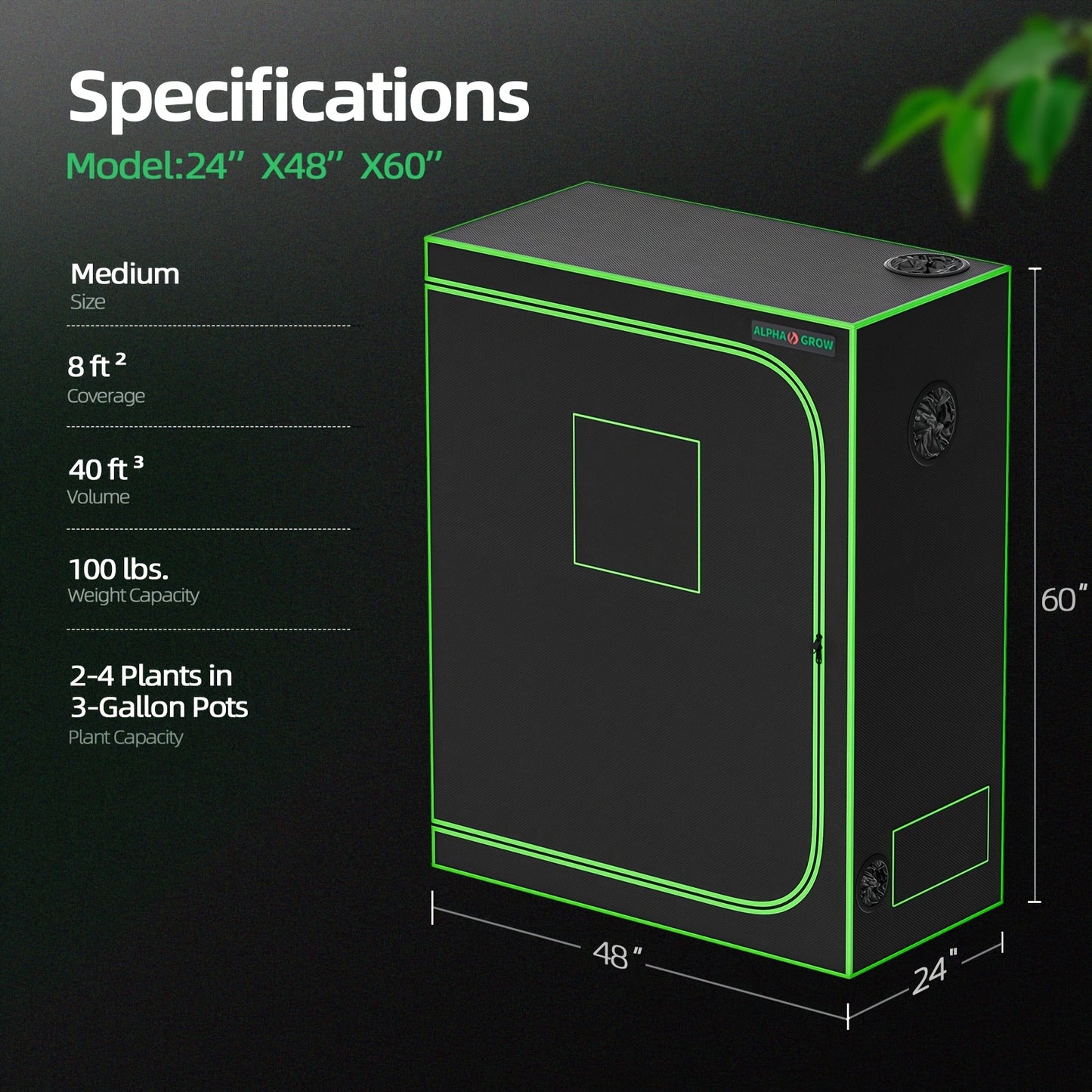 Alphagrow Portable Grow Tent 2x2 3x3 4x4ft Heavy Duty