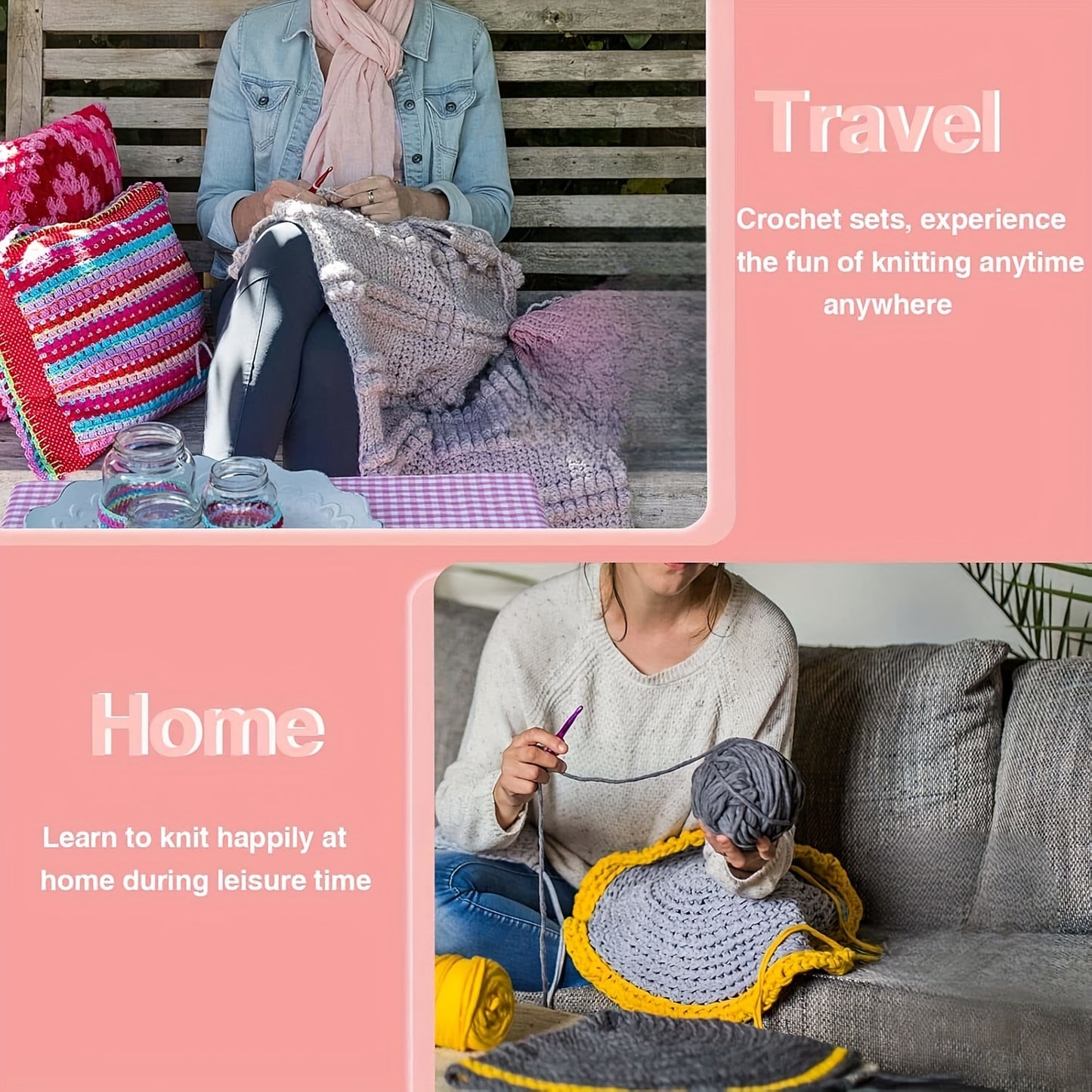 Beginner Crochet Set With Hook And Storage Bag For Adults