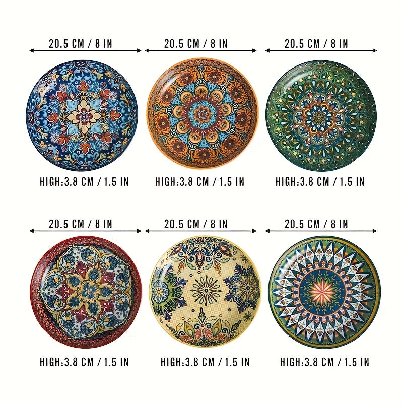 Bohemian Dinnerware Set 24pc Ceramic Plates Service For 4