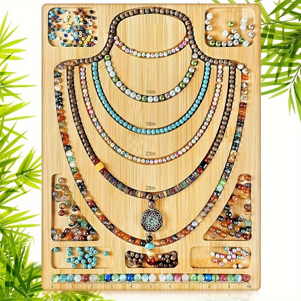 Natural Bamboo Jewelry Board Bead Organizer Tray DIY