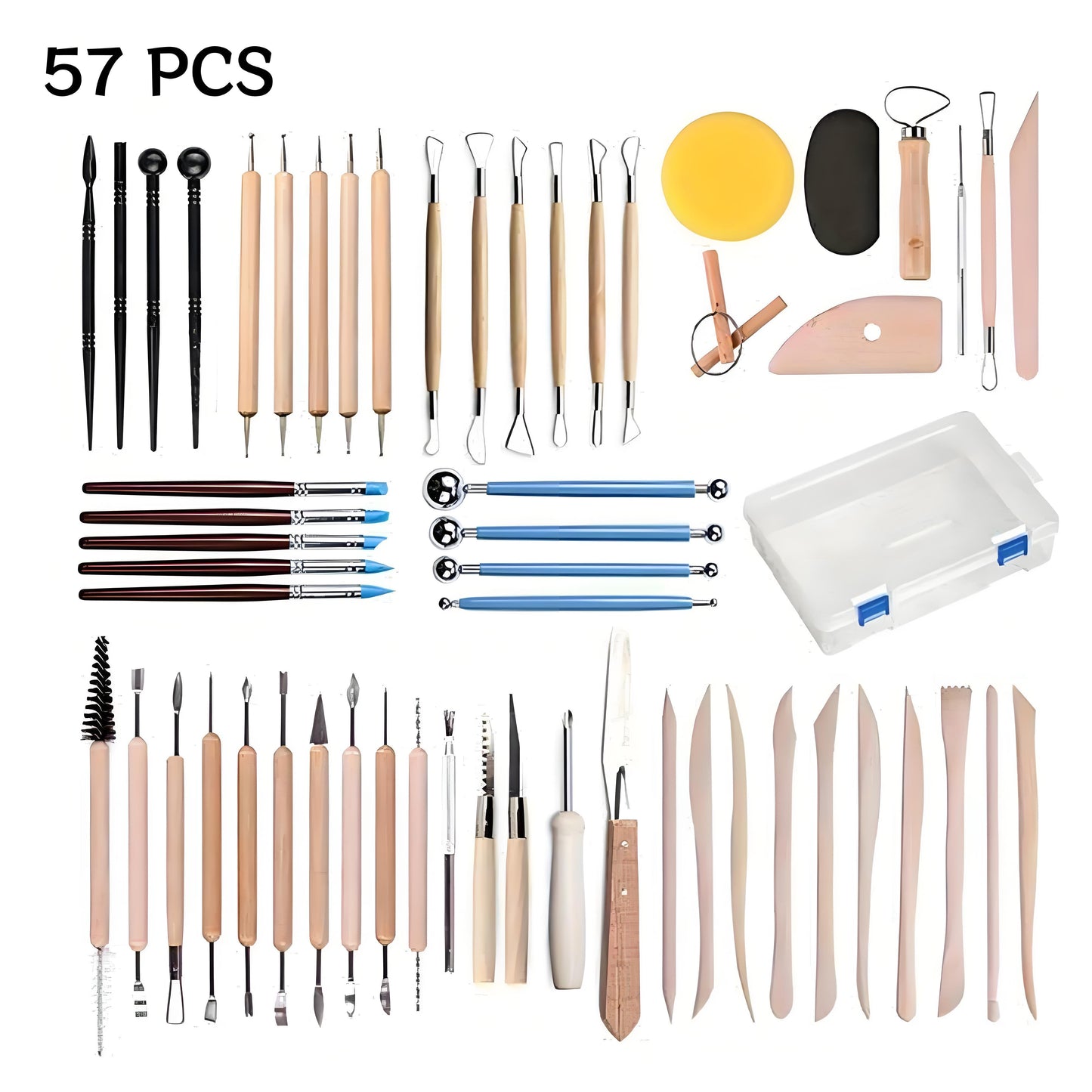 57 Piece Ceramic Clay Tool Set For Beginners Sculpting Kit