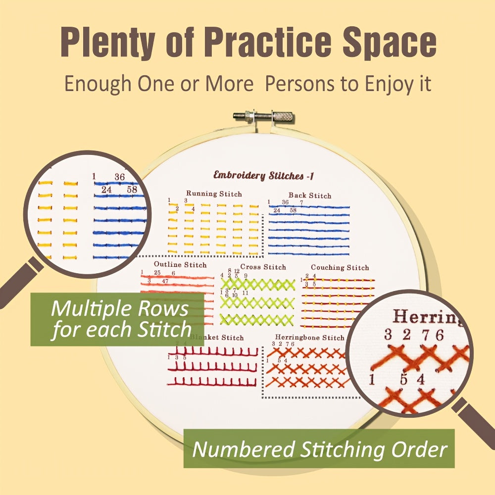Classic Embroidery Stitches Practice Kit For Beginners