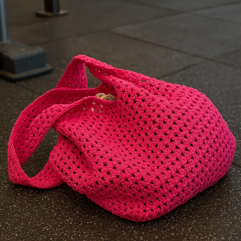 Big Hot Pink Crochet Tote Bag Diy Craft Kit Oversized Gym