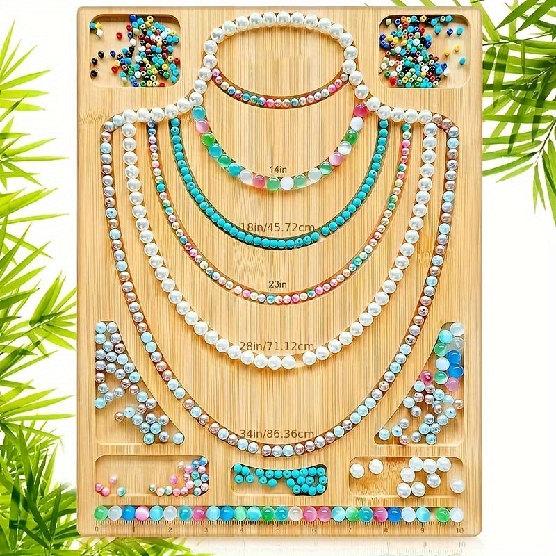 Natural Bamboo Jewelry Board Bead Organizer Tray DIY