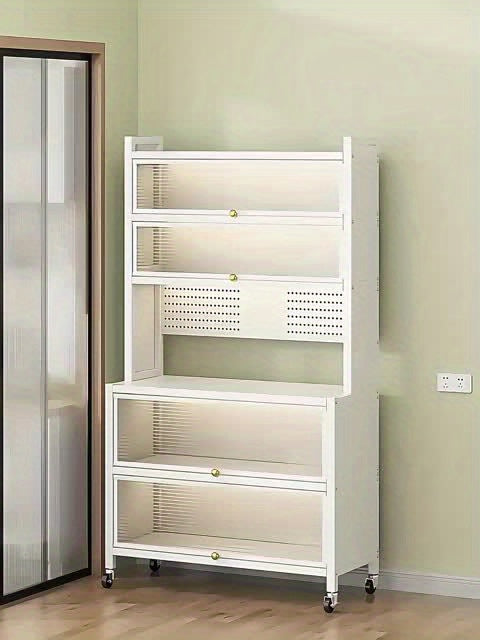 5 Tier White Microwave Stand Storage Kitchen Organization