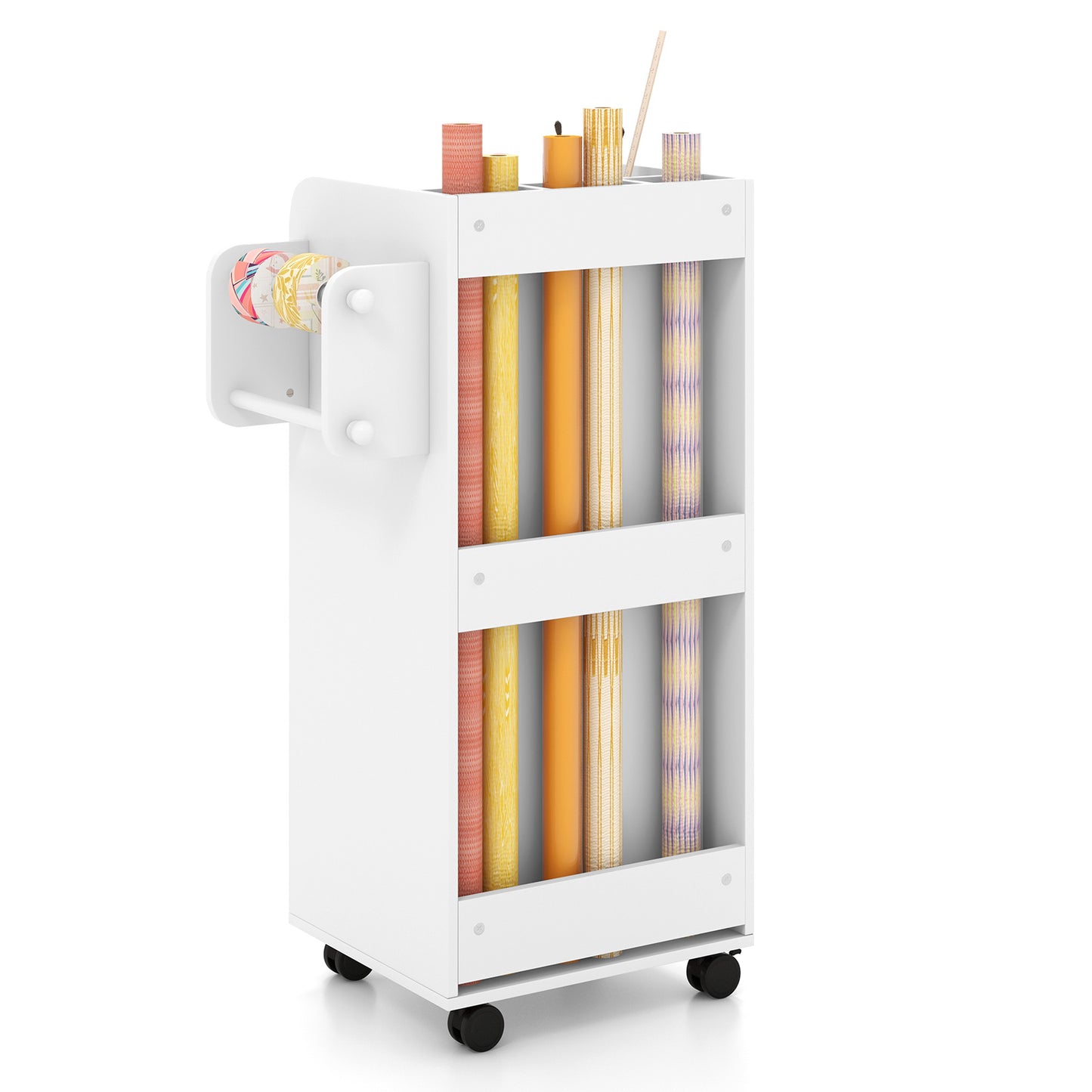 Versatile White Rolling Craft Cart with Drawers and Shelves