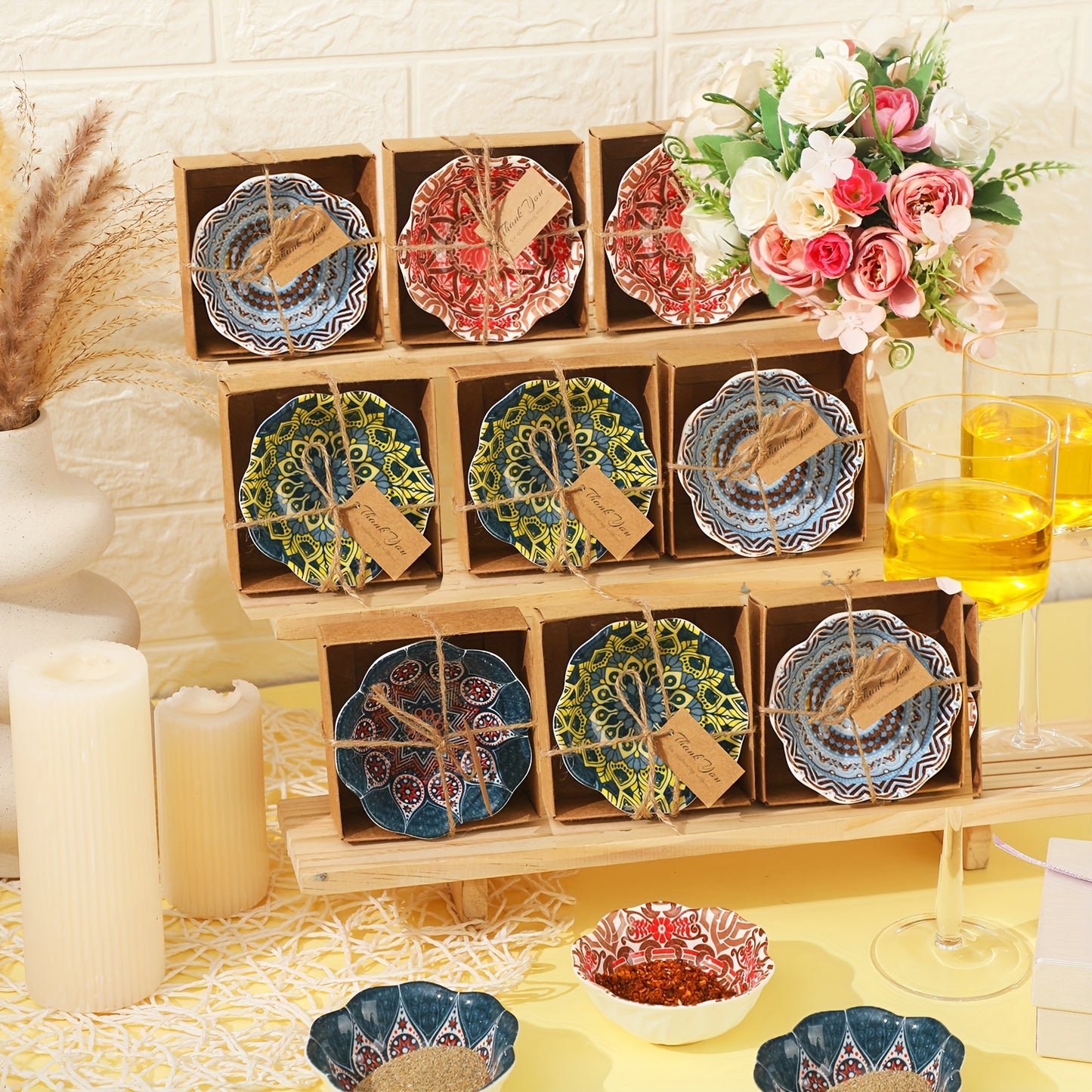 12 Pcs 3.3 Inch Ceramic Bowls For Wedding Boho Dipping Bowls