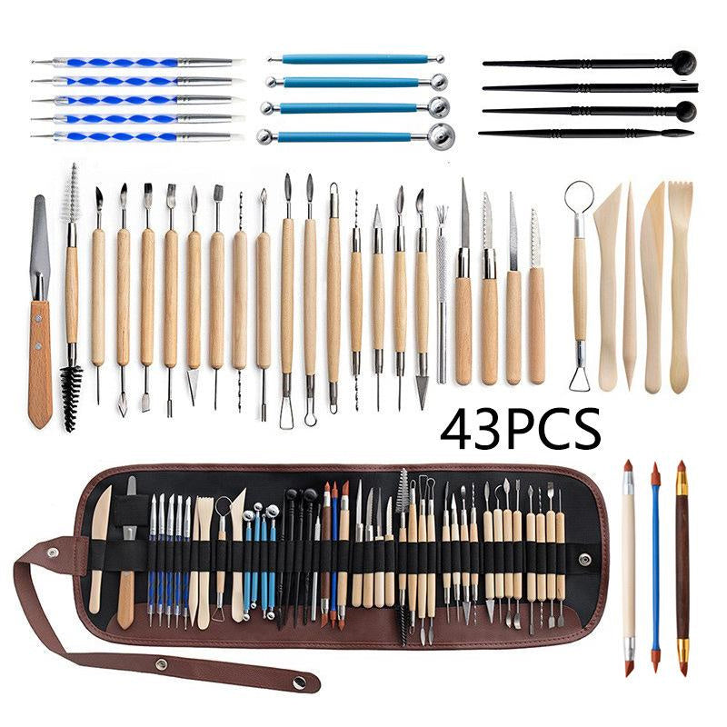 43Pcs Pottery Tools Kit For Air Dry Clay And Sculpting