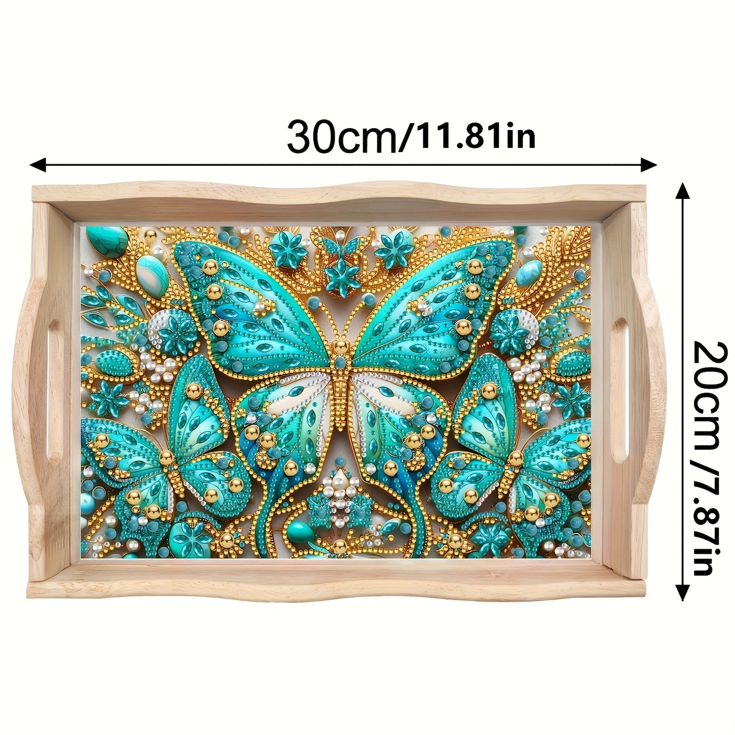 Wood Frame Diamond Painting Kit Royal Blue Butterfly
