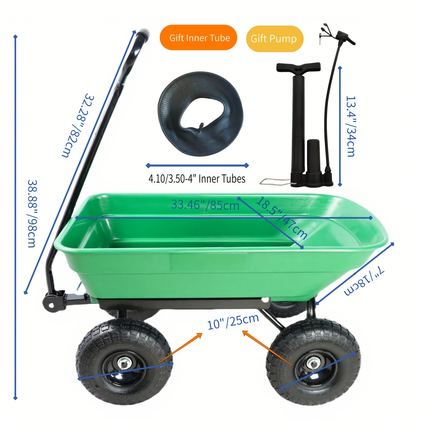 Heavy Duty Folding Wagon Cart 330 Lbs 180 Degree Swivel