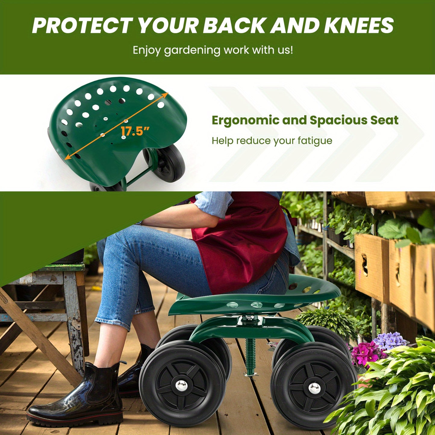 Costzon Heavy-Duty Garden Cart With Adjustable Swivel Seat