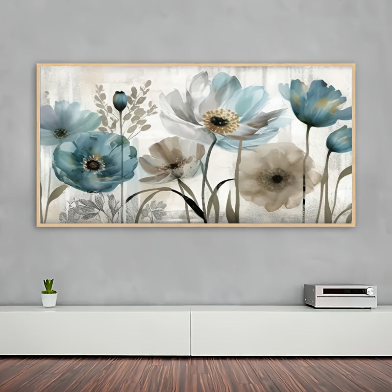 Halloween Diamond Painting Kit Blue Flowers and Leaves Decor