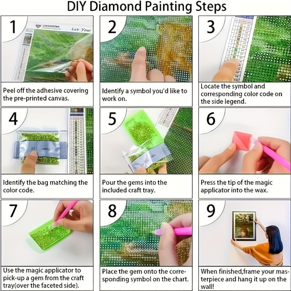 4Pcs Cute Little Girl Diamond Painting Kit Full Round 5D