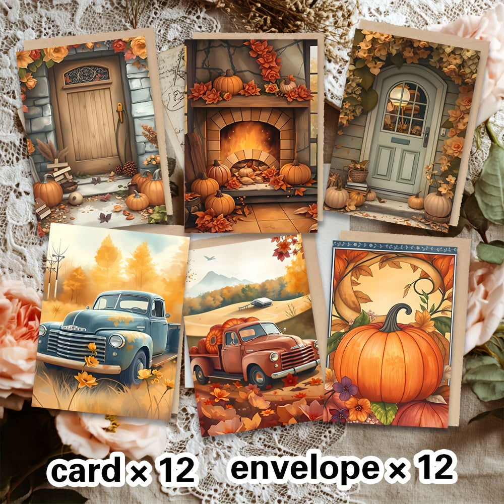 Autumn Thanksgiving Card Kit With Blank Cards And Envelopes
