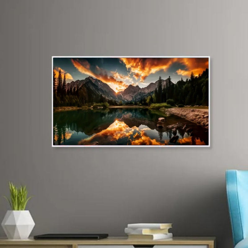 Large 5D Diamond Painting Kit Lake Sunset Forest Scene Art