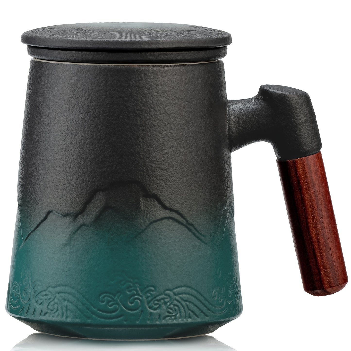 Ceramic Teapot With Infuser And Lid Wooden Handle For Tea