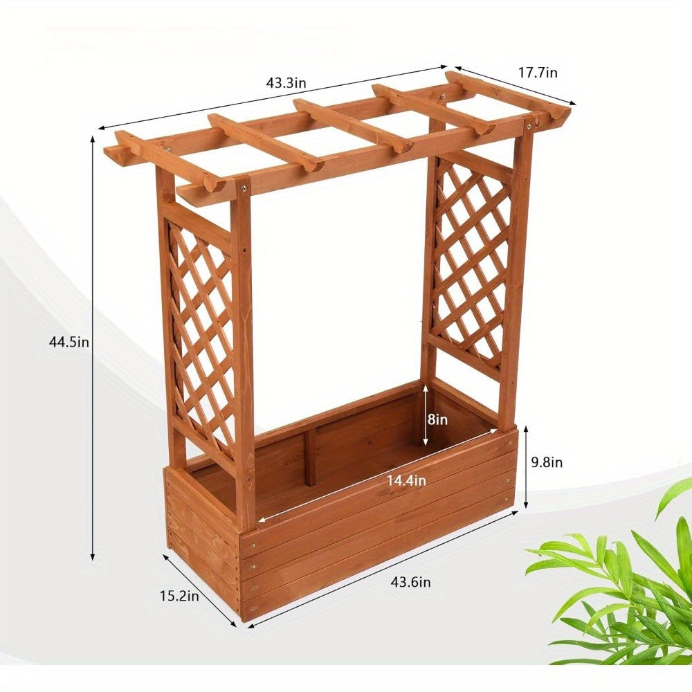 Teak Wood Raised Garden Bed With Trellis And Arched Roof