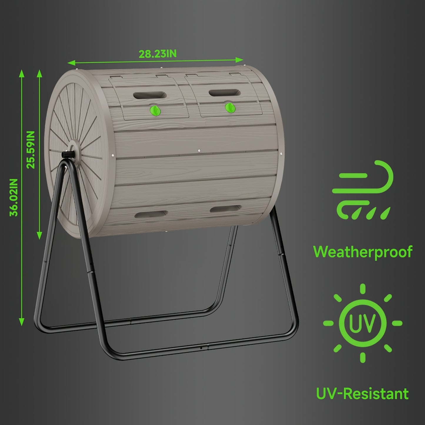 Dual Chamber Tumble Composter 43 Gallons Black Rotating