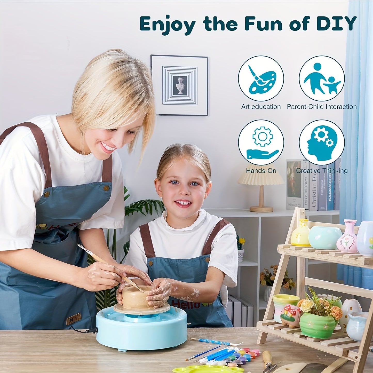 Mini Pottery Wheel Kit 6 Inch For Beginners And Kids 75W