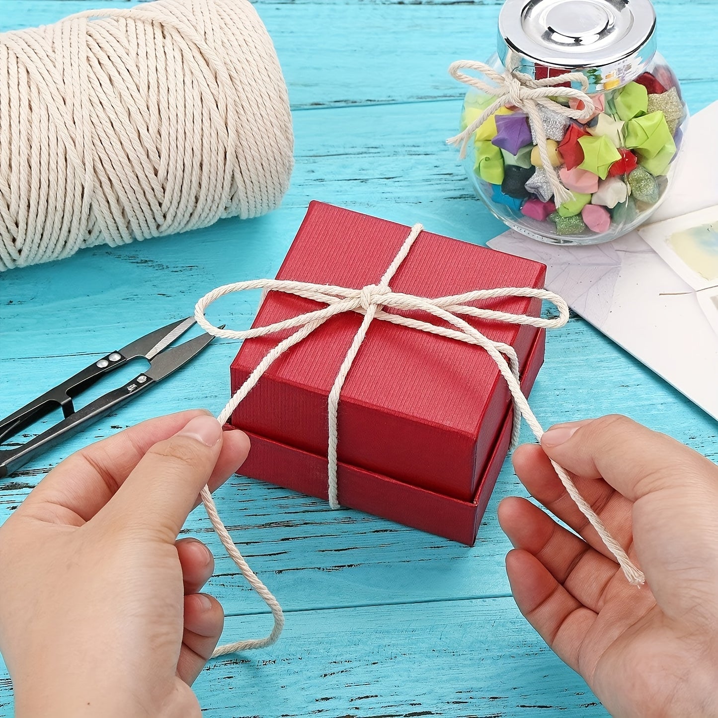 4mm Beige Cotton Rope 54.68 Yards For DIY Crafting Kit
