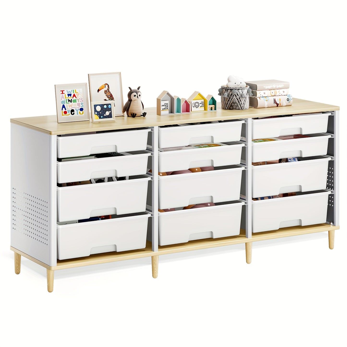 TOOLF 12-Drawer Storage Cabinet with Tabletop Organizer