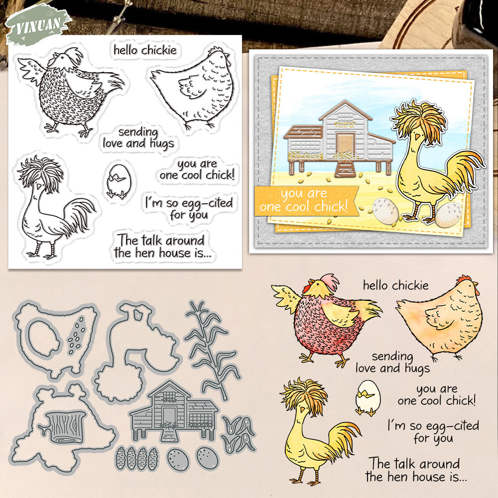 Charming Chicken Eggs Scrapbooking Kit With Stamps And Dies