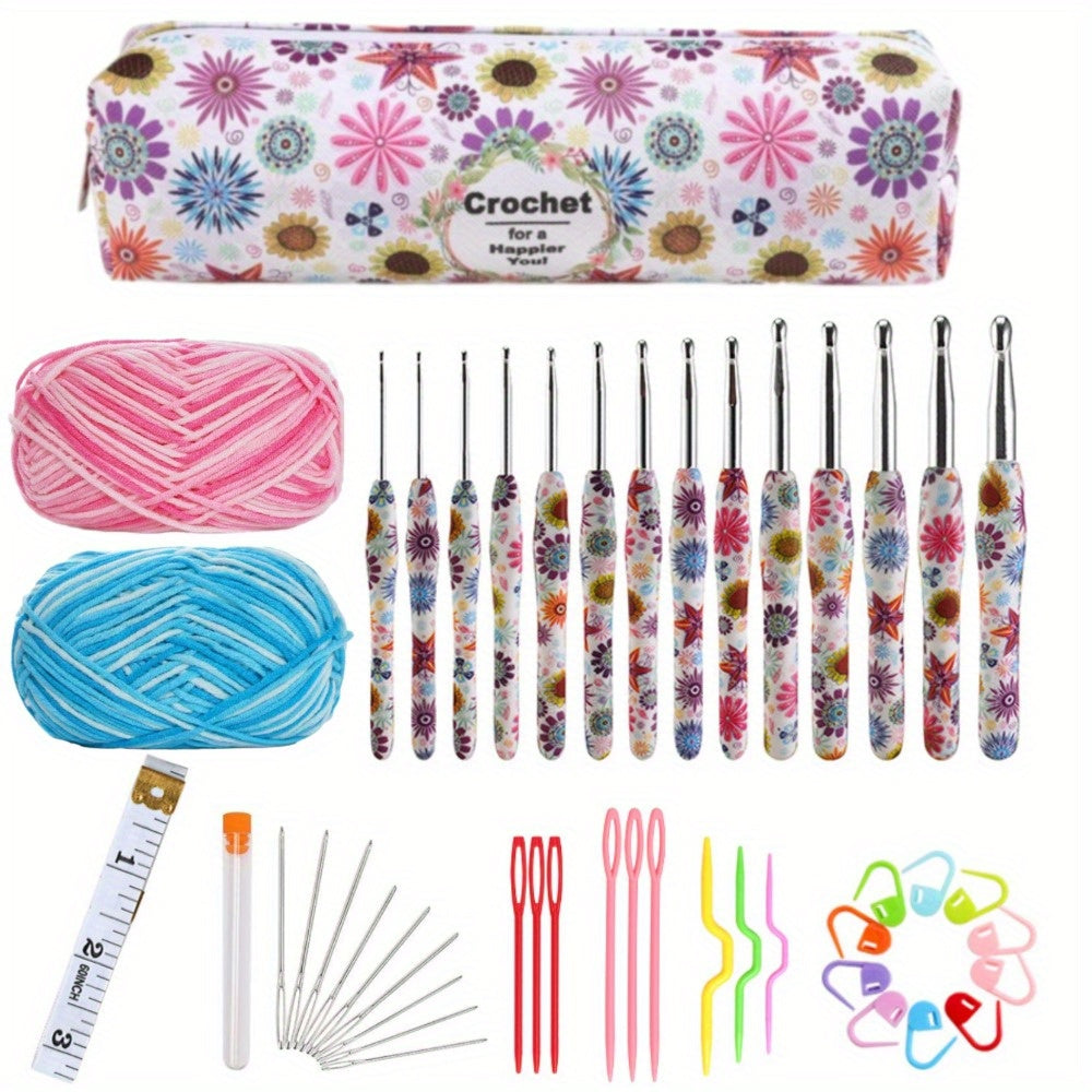 14Pcs Crochet Hook Set Storage Bag with Ergonomic Handles