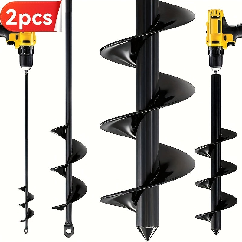 BODERI 2pcs Auger Drill Bit Garden Tool, 3/8 Hex Drive