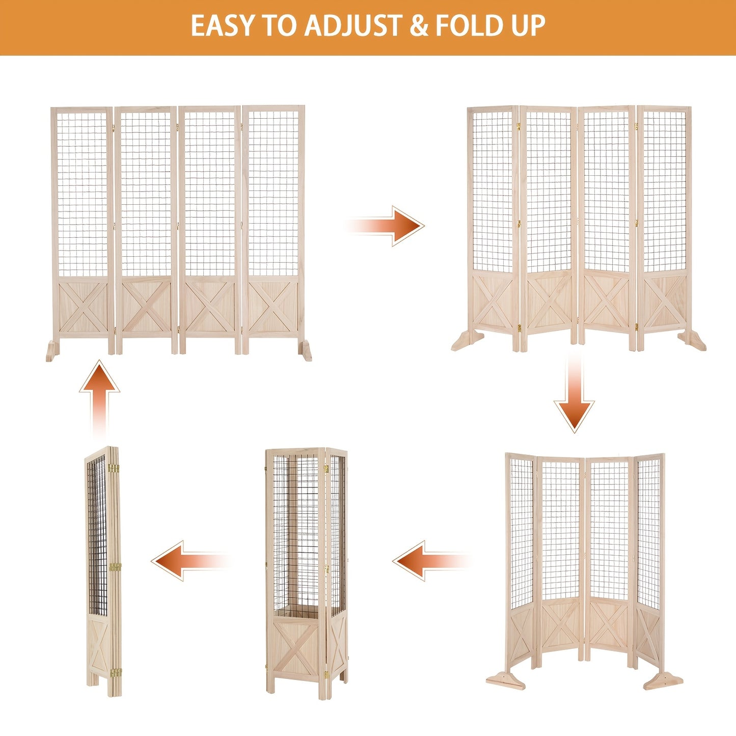 Matladin White 4-Panel Folding Gridwall Room Divider