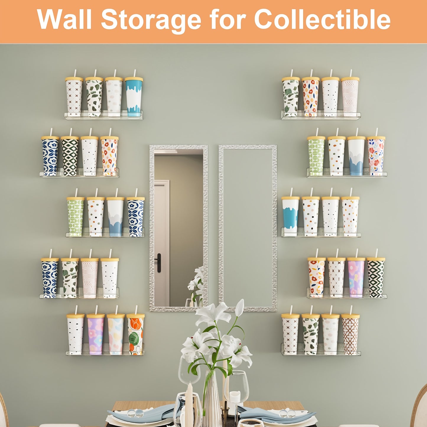 Upsimples 14 Pack Clear Acrylic Wall Shelves For Storage And Display