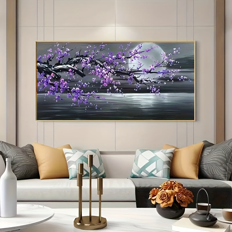 5D Diamond Art Painting Purple Plum Blossom Tree 15.7x31.5In