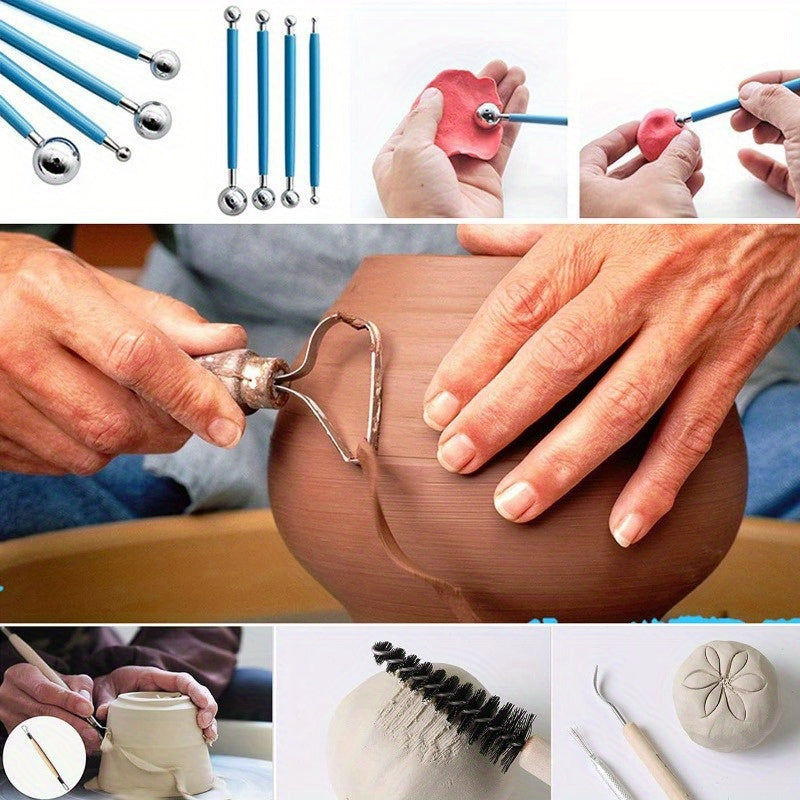 40Pc Pottery Clay Sculpting Tool Set With 10lb Air Dry Clay
