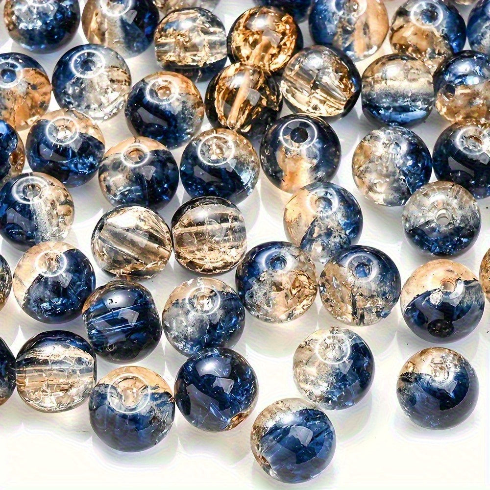 Blue Golden Crack Glass Beads 8mm Pcs for Jewelry Making