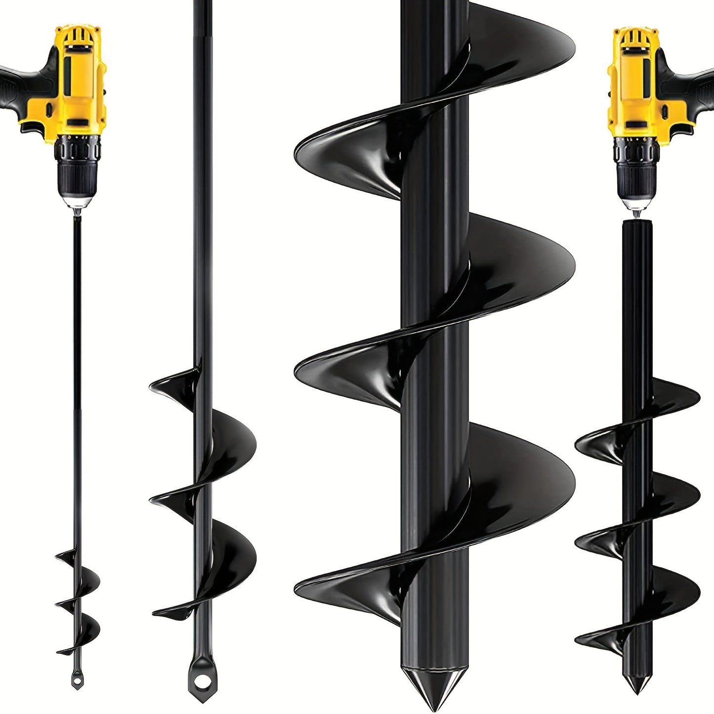 BODERI 2pcs Auger Drill Bit Garden Tool, 3/8 Hex Drive