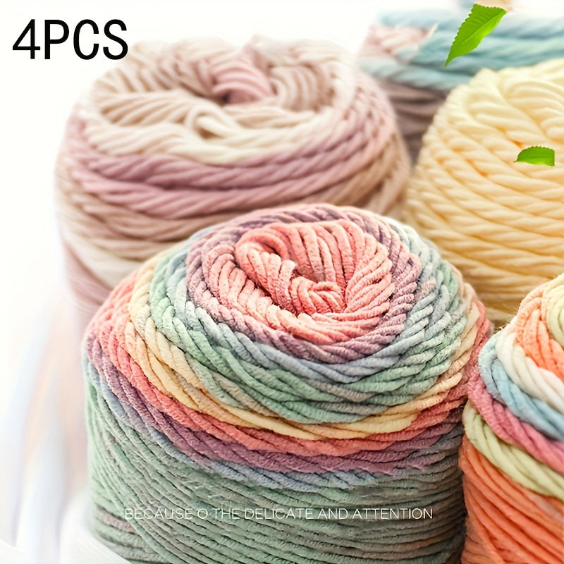 Rainbow Milk Yarn 4 Pack 5 Strands Each For Knitting
