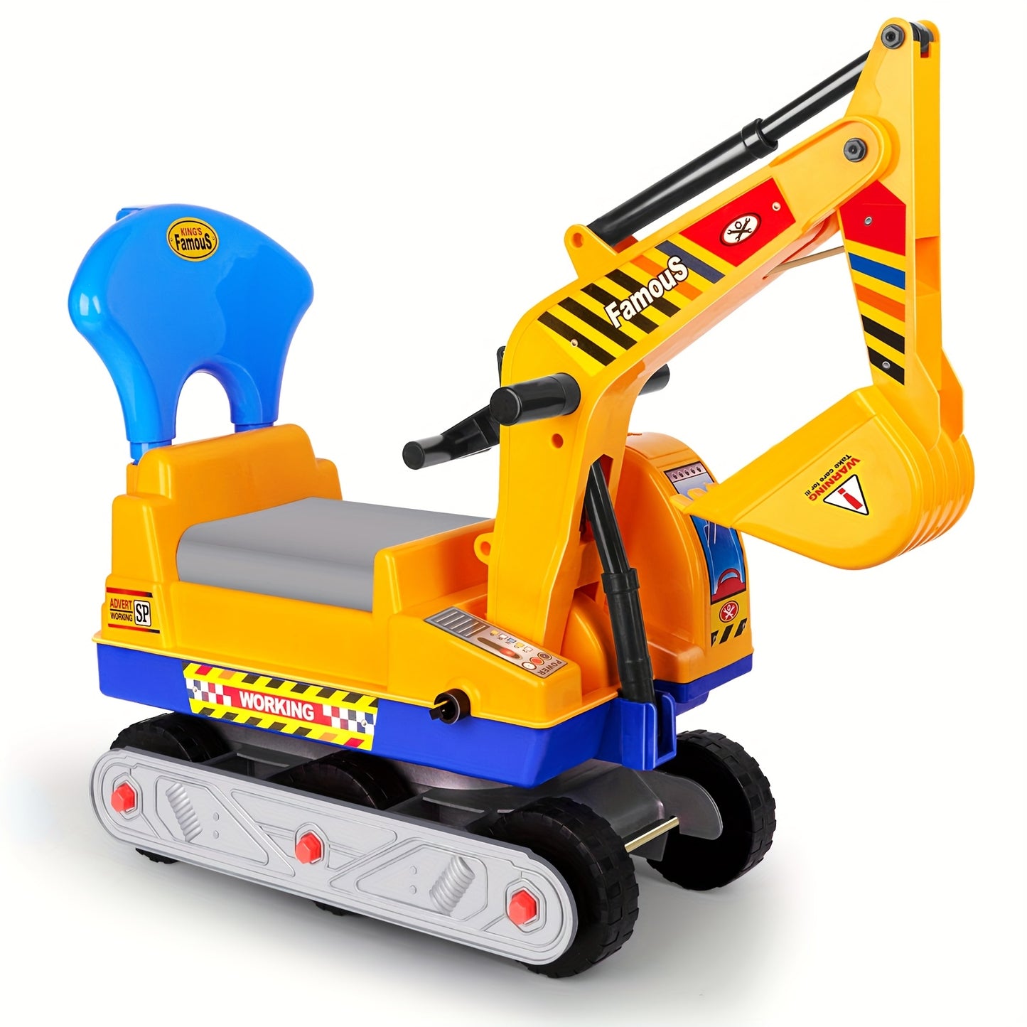 Push Powered Excavator Toy Car With Bumper Green Yellow